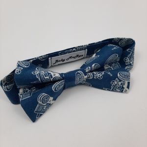 CHILD'S BOWTIE Blue with White Tractors Velcro